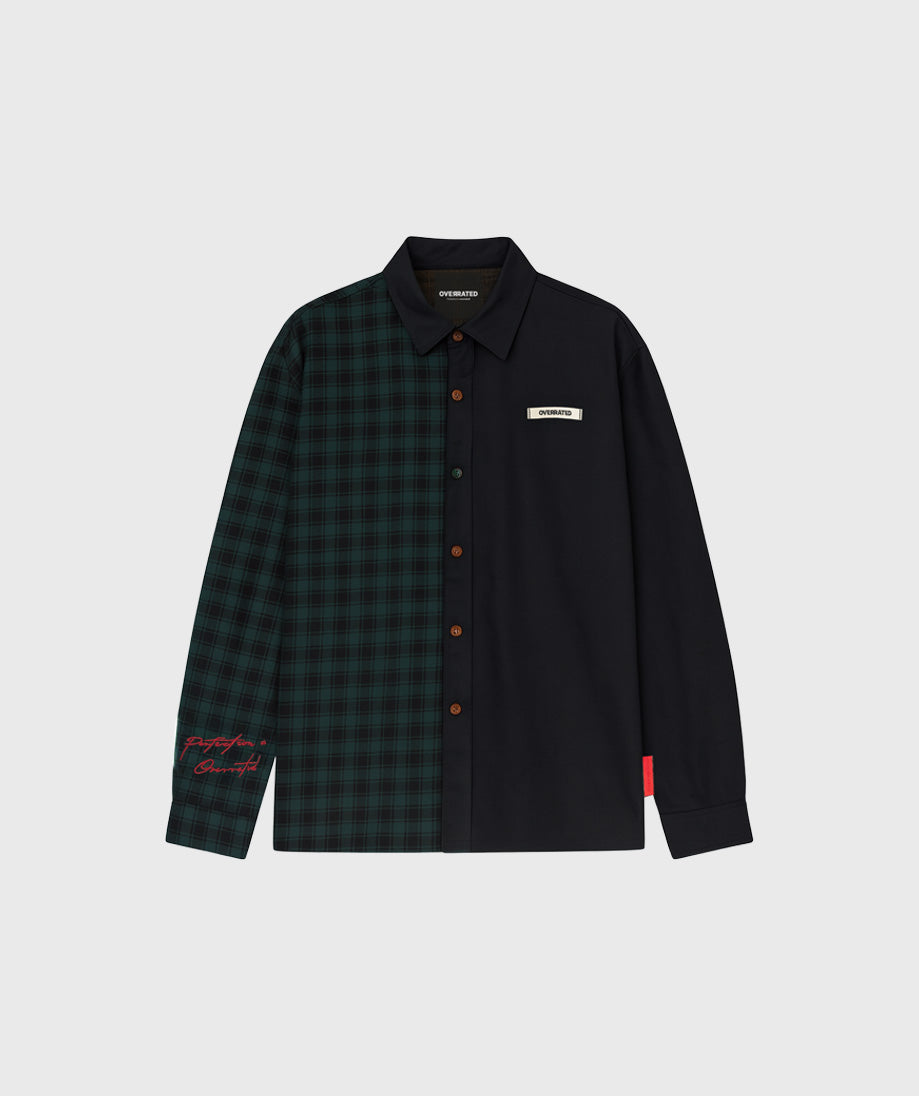 Overrated Green and Black Shirt