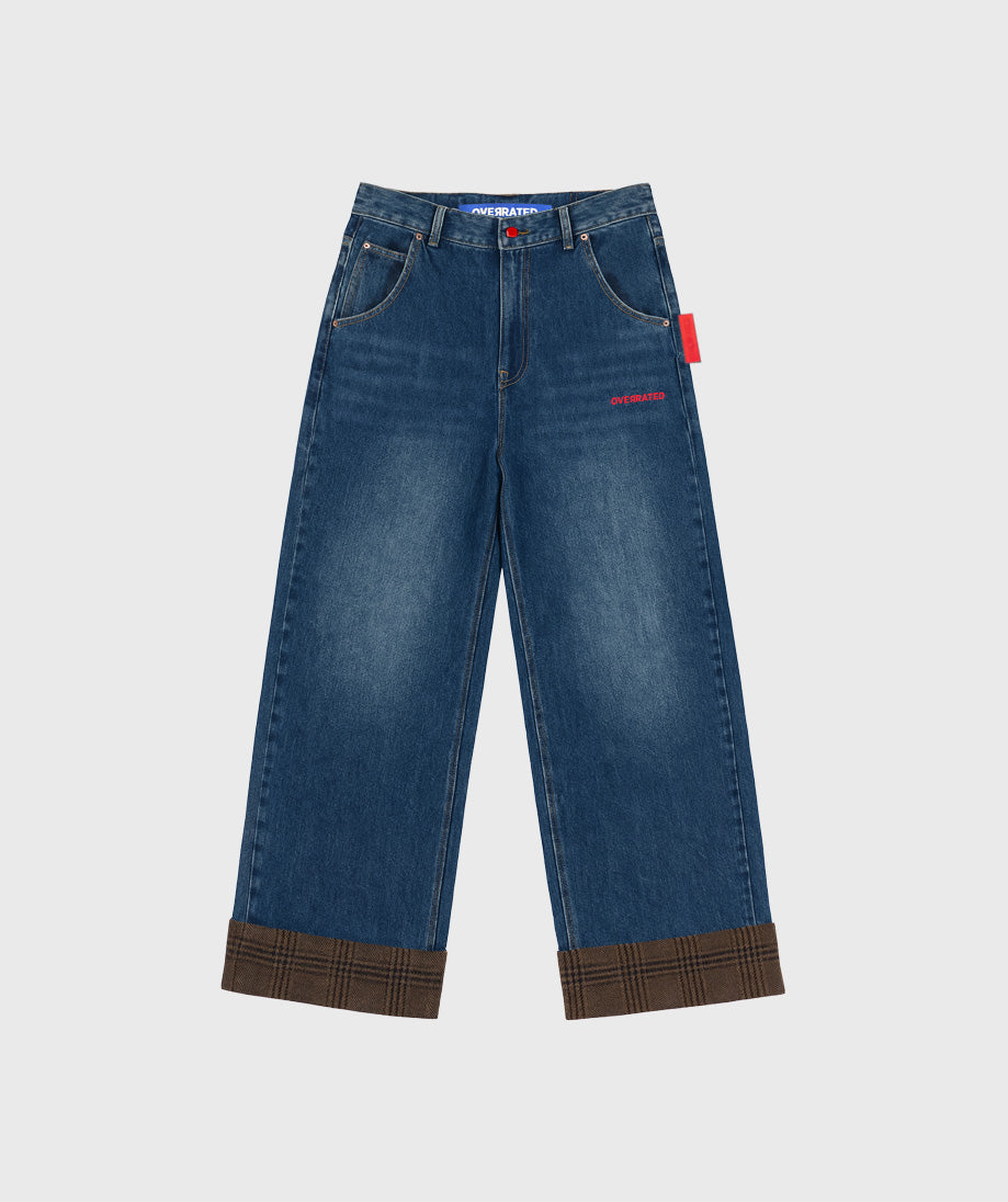 Blue Washed/Brown Baggy Jeans