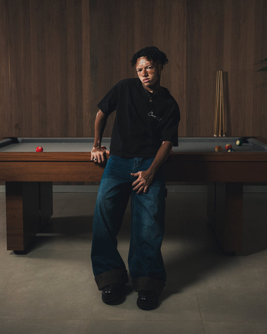 Jeans Baggy azul Washed /Brown