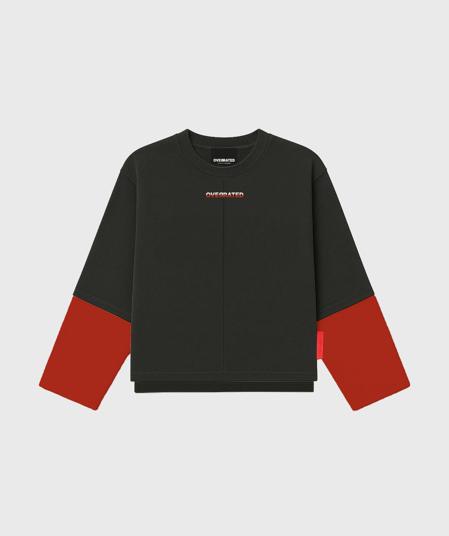 Overrated Black and Red long sleeve Tshirt