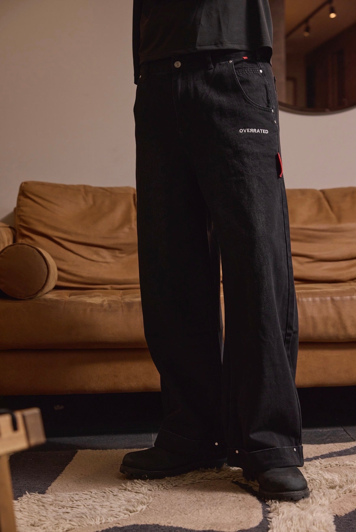 Jeans washed Negro Baggy