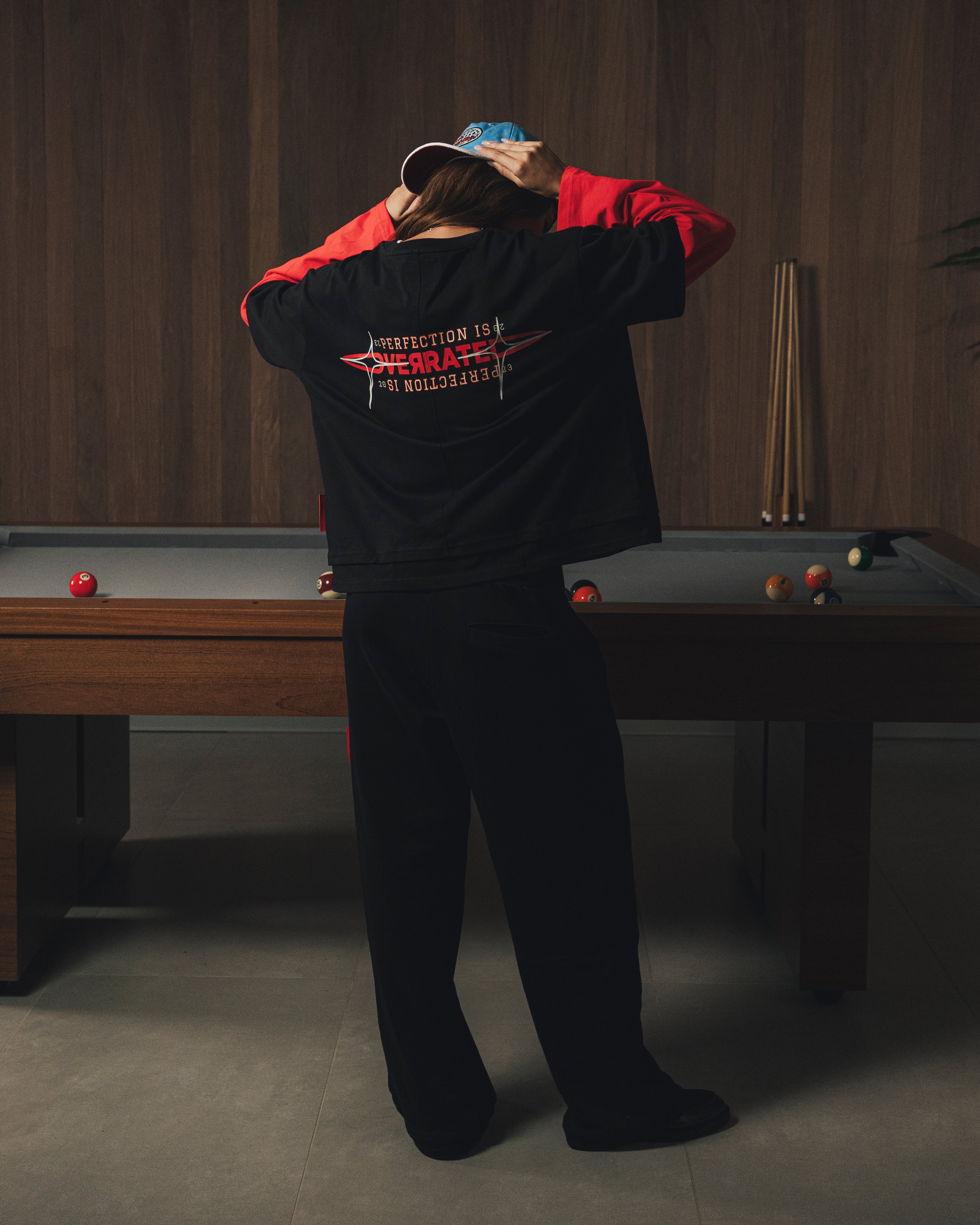 Overrated Black and Red long sleeve Tshirt