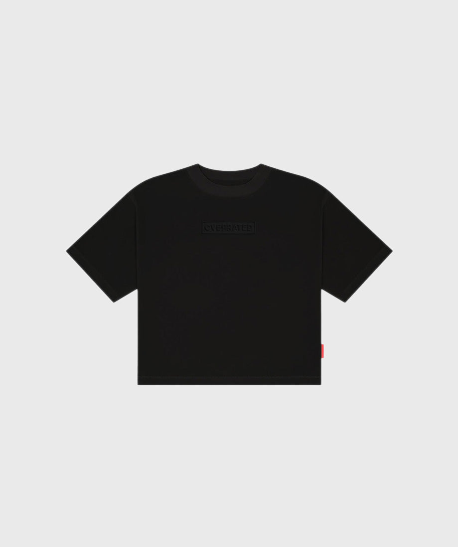 Botanical Overrated Black Boxy Fit T-shirt